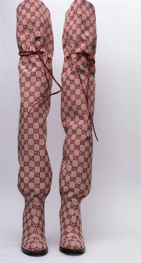 gucci monogram trainers|Gucci monogram thigh high boots.